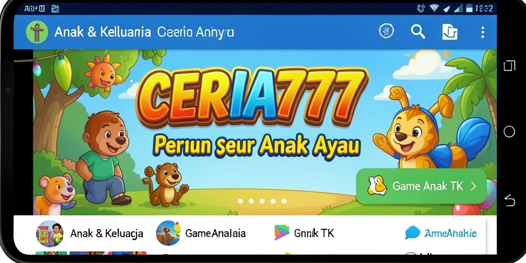 Antarmuka ceria dan permainan edukatif untuk anak-anak.