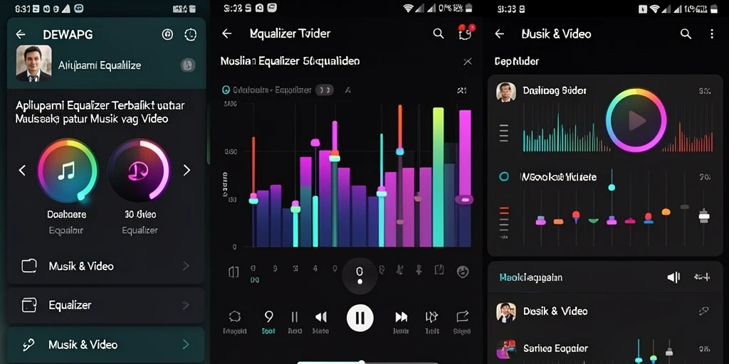 Antarmuka DEWAPG dengan fitur Equalizer yang intuitif.