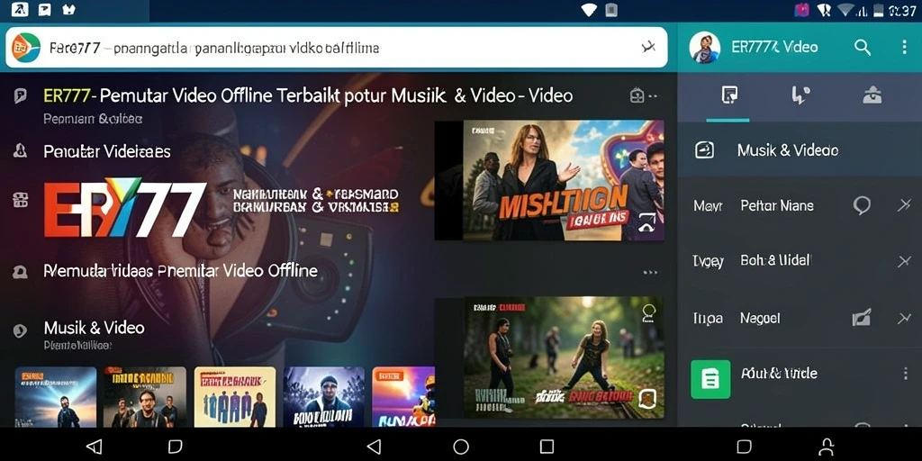 Tampilan antarmuka pengguna ER777 yang sederhana dan intuitif untuk pemutar video offline.