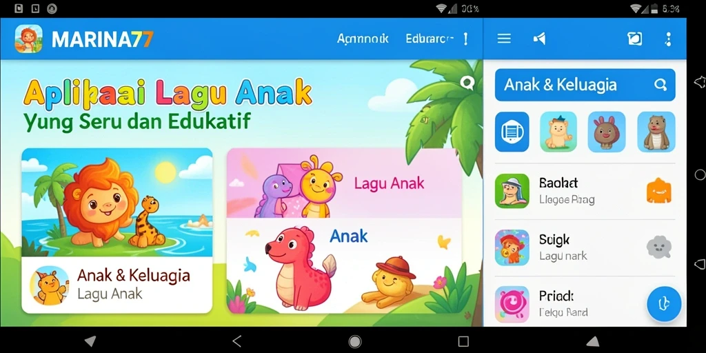 Tampilan antarmuka aplikasi MARINA77 yang ramah anak dan mudah diakses.