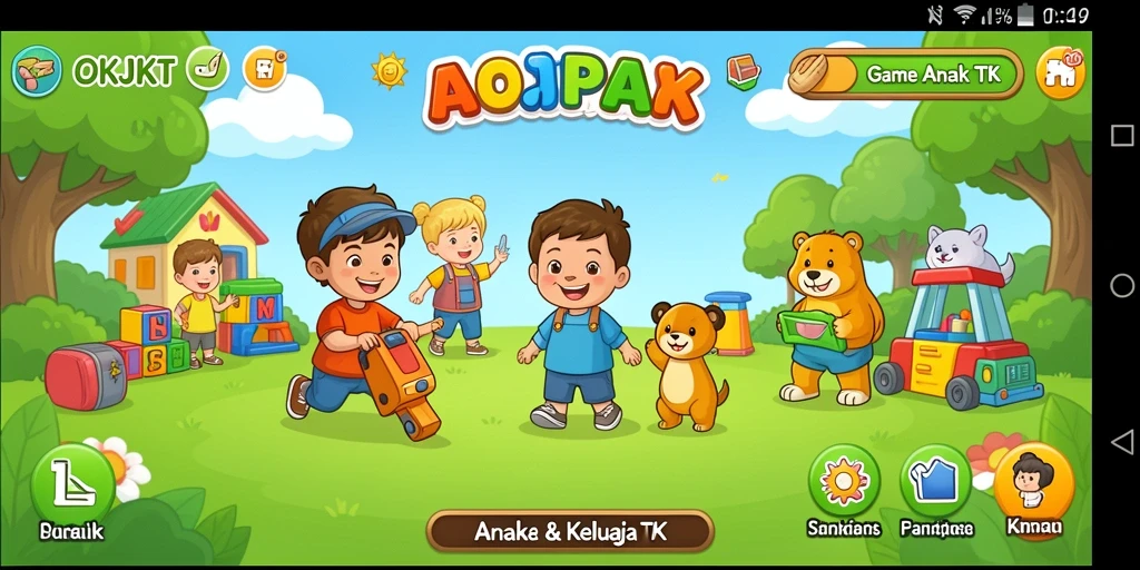 Tampilan antarmuka OKJKT yang menarik dan ramah anak.