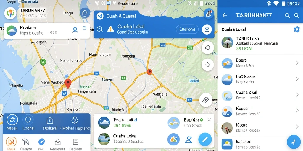 Antarmuka aplikasi TARUHAN77 yang menampilkan informasi cuaca lokal.