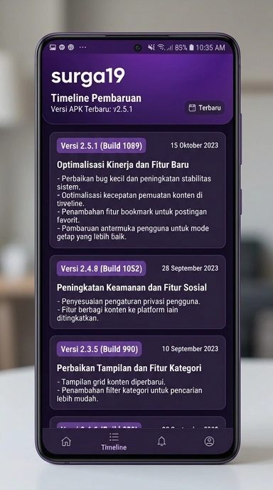 Riwayat Versi Aplikasi surga19 untuk Android